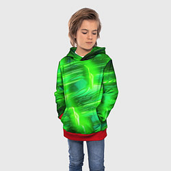 Толстовка-худи детская Яркий зеленый фон, цвет: 3D-красный — фото 2