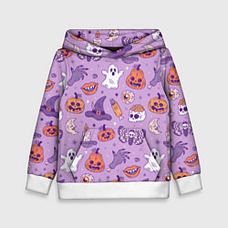 Толстовка-худи детская Halloween pattern арт, цвет: 3D-белый