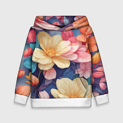 Толстовка-худи детская Водянная лилия лотосы кувшинки, цвет: 3D-белый