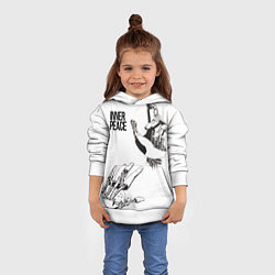 Толстовка-худи детская Ладони с городами внутри, цвет: 3D-белый — фото 2