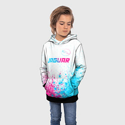 Толстовка-худи детская Jaguar neon gradient style: символ сверху, цвет: 3D-черный — фото 2