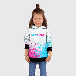 Толстовка-худи детская Jaguar neon gradient style: символ сверху, цвет: 3D-черный — фото 2