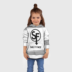 Толстовка-худи детская Sally Face glitch на светлом фоне, цвет: 3D-белый — фото 2