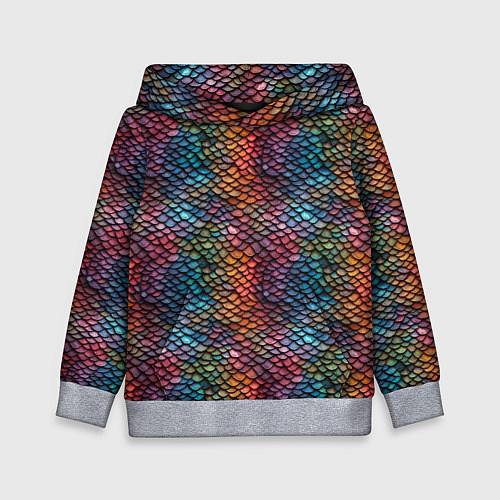 Детская толстовка Разноцветная чешуя дракона / 3D-Меланж – фото 1