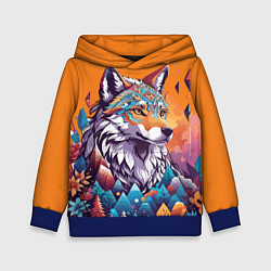 Толстовка-худи детская Рыжая лисичка - тотемное животное, цвет: 3D-синий