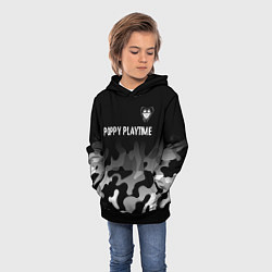 Толстовка-худи детская Poppy Playtime glitch на темном фоне: символ сверх, цвет: 3D-черный — фото 2