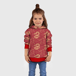 Толстовка-худи детская The chinese dragon pattern, цвет: 3D-красный — фото 2