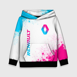 Толстовка-худи детская Renault neon gradient style: надпись, символ, цвет: 3D-черный