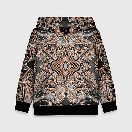 Детская толстовка Выпуклая мандала на тиснённой коже / 3D-Черный – фото 1