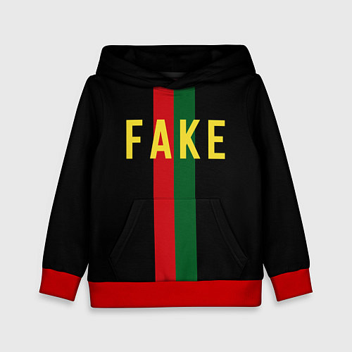 Детская толстовка Fake зелёная и красная полосы / 3D-Красный – фото 1