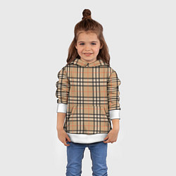 Толстовка-худи детская Клетка коричневая, цвет: 3D-белый — фото 2
