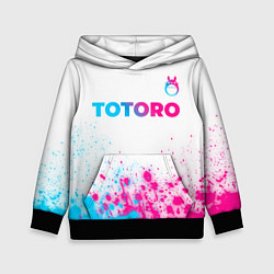 Толстовка-худи детская Totoro neon gradient style: символ сверху, цвет: 3D-черный