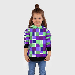 Толстовка-худи детская Ретро квадраты баклажановые, цвет: 3D-черный — фото 2