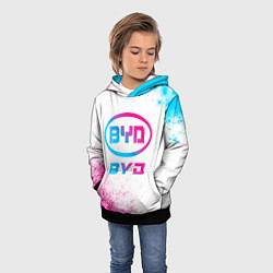 Толстовка-худи детская BYD neon gradient style, цвет: 3D-черный — фото 2