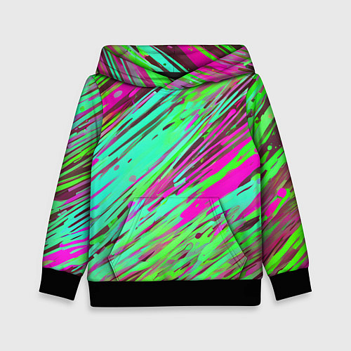 Детская толстовка Разноцветные брызги зелёные и розовые / 3D-Черный – фото 1