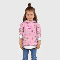 Толстовка-худи детская Лиза - в стиле барби: аксессуары на розовом паттер, цвет: 3D-белый — фото 2