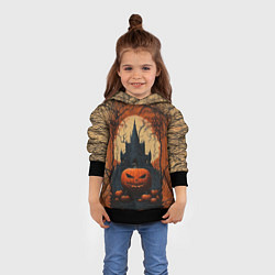 Толстовка-худи детская Хэллоуинская тыква, цвет: 3D-черный — фото 2