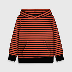 Толстовка-худи детская Полосатый красно-оранжевый и чёрный, цвет: 3D-черный