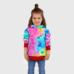 Толстовка-худи детская Barbie - floral pattern - tie-dye, цвет: 3D-красный — фото 2