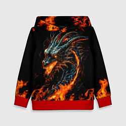 Толстовка-худи детская Свирепый огненный дракон 2024, цвет: 3D-красный