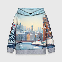 Толстовка-худи детская Пейзаж новогодний, цвет: 3D-меланж