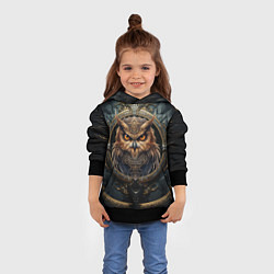 Толстовка-худи детская Сова в викинг-стиле, цвет: 3D-черный — фото 2