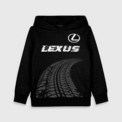 Толстовка-худи детская Lexus speed на темном фоне со следами шин: символ, цвет: 3D-черный