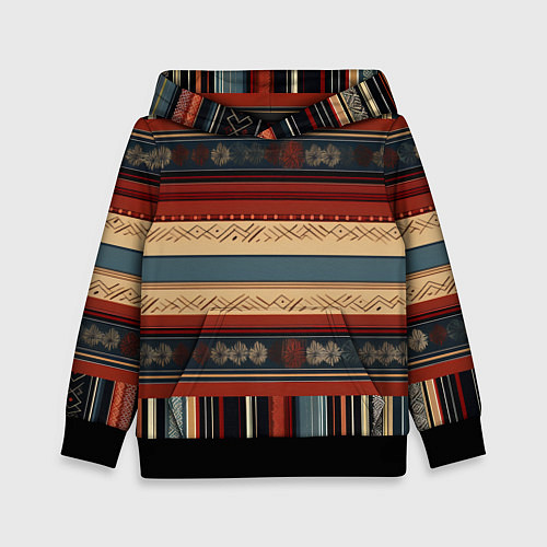Детская толстовка Этнический принт в полоску / 3D-Черный – фото 1