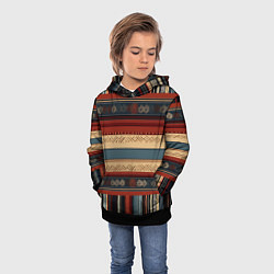 Толстовка-худи детская Этнический принт в полоску, цвет: 3D-черный — фото 2