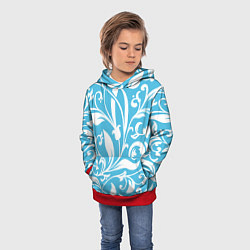 Толстовка-худи детская Растительный паттерн - минимализм, цвет: 3D-красный — фото 2