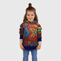Толстовка-худи детская Разноцветный узор в стиле абстракционизм, цвет: 3D-синий — фото 2