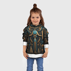 Толстовка-худи детская Орнамент в стиле египетской иероглифики, цвет: 3D-белый — фото 2