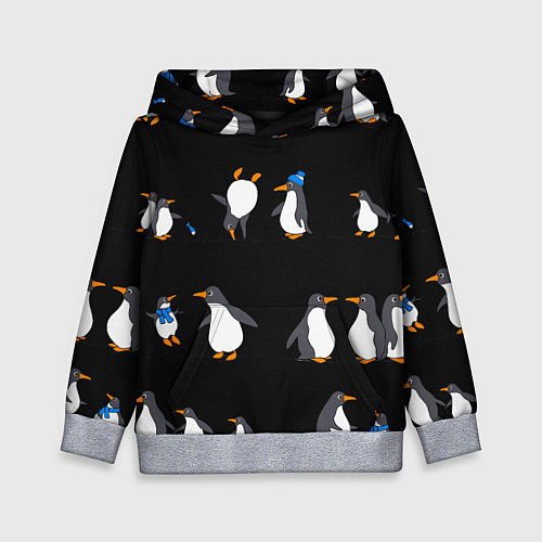 Детская толстовка Веселая семья пингвинов / 3D-Меланж – фото 1