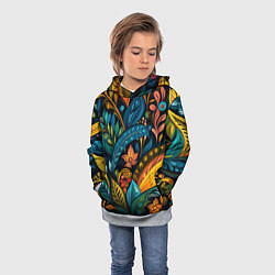 Толстовка-худи детская Растительный узор в бразильском стиле, цвет: 3D-меланж — фото 2