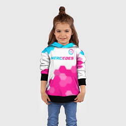Толстовка-худи детская Mercedes neon gradient style посередине, цвет: 3D-черный — фото 2