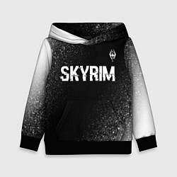 Толстовка-худи детская Skyrim glitch на темном фоне посередине, цвет: 3D-черный