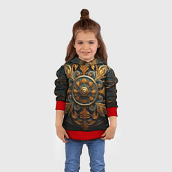 Толстовка-худи детская Круглый орнамент в викингском стиле, цвет: 3D-красный — фото 2