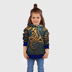 Толстовка-худи детская Абстрактный узор в викингском стиле, цвет: 3D-синий — фото 2