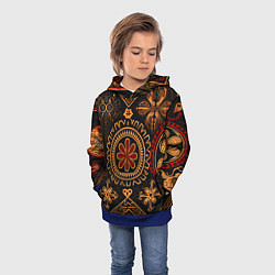 Толстовка-худи детская Орнамент в славянском стиле на тёмном фоне, цвет: 3D-синий — фото 2