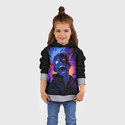 Толстовка-худи детская Сатору Годжо в безумии - Магическая битва, цвет: 3D-меланж — фото 2