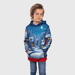 Толстовка-худи детская Зимнее предновогоднее настроение, цвет: 3D-красный — фото 2