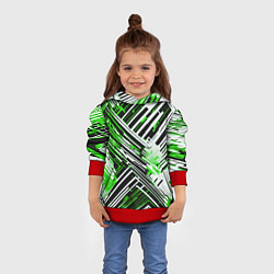 Толстовка-худи детская Киберпанк линии белые и зелёные, цвет: 3D-красный — фото 2