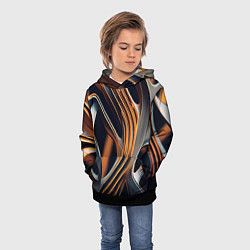 Толстовка-худи детская Слияние красок оранжевого и чёрного абстракция, цвет: 3D-черный — фото 2