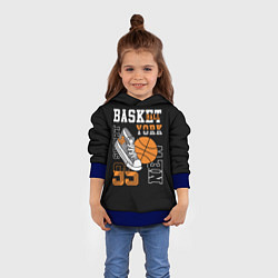 Толстовка-худи детская Basketball New York, цвет: 3D-синий — фото 2