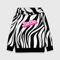 Толстовка-худи детская Ретро Барби - паттерн полосок зебры, цвет: 3D-черный