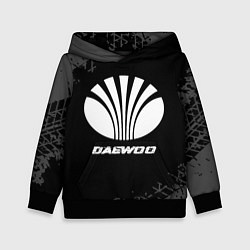 Толстовка-худи детская Daewoo speed на темном фоне со следами шин, цвет: 3D-черный