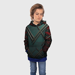 Толстовка-худи детская Диагональный узор в шотландском стиле, цвет: 3D-синий — фото 2