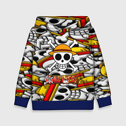 Толстовка-худи детская One Piece logo pattern pirat, цвет: 3D-синий