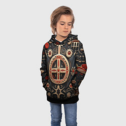 Толстовка-худи детская Орнамент в славянской стилистике, цвет: 3D-черный — фото 2