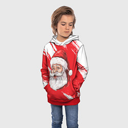 Толстовка-худи детская Санта в шапке, цвет: 3D-красный — фото 2
